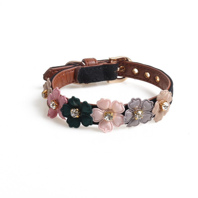 Floral Rhinestone Pet Collar