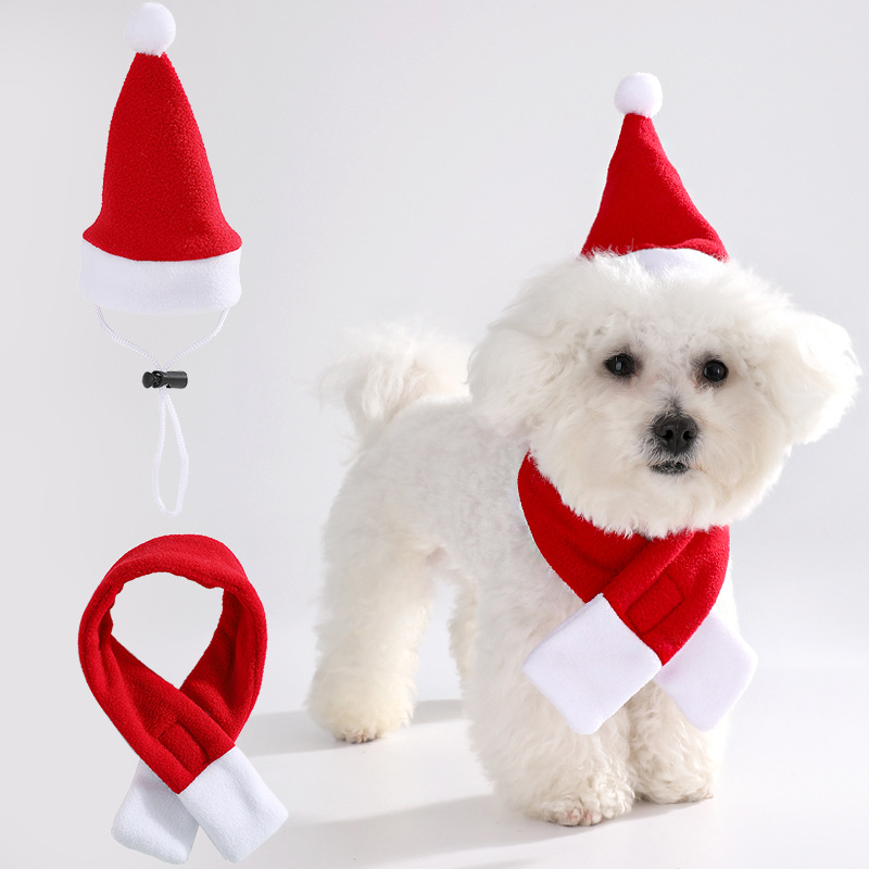 Christmas Pet Hat Scarf Set