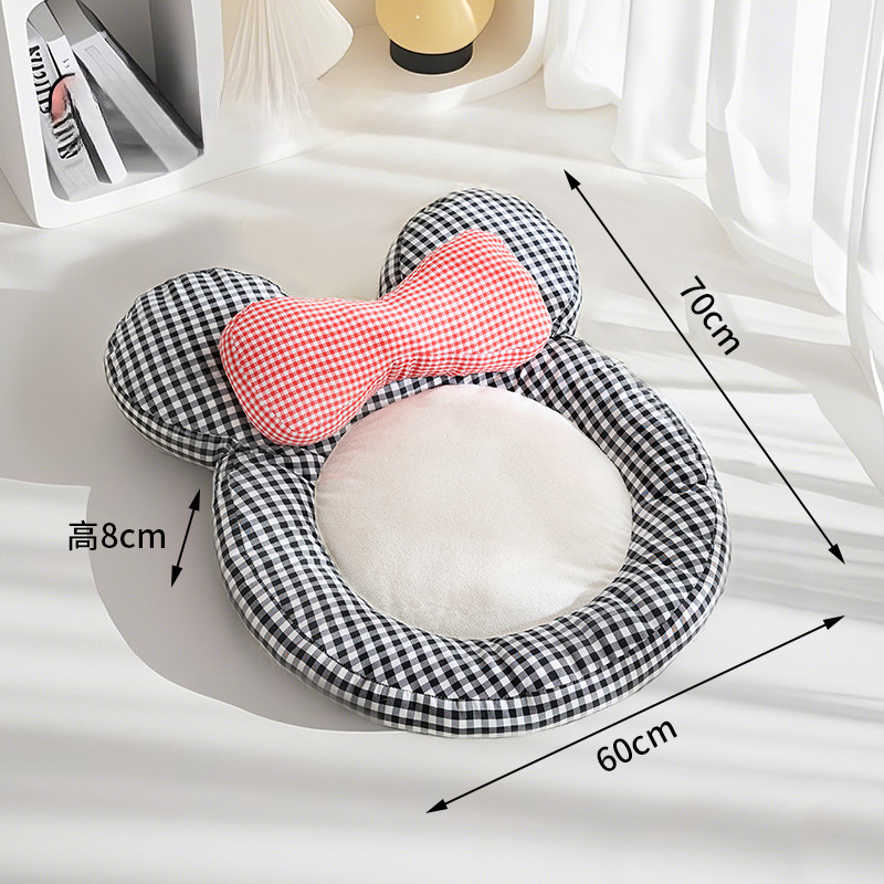 Plaid Pet Bed Thick Cushion