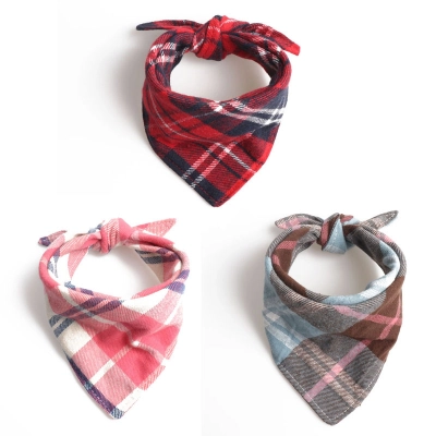 Plaid Pet Bandana Double Layer 01