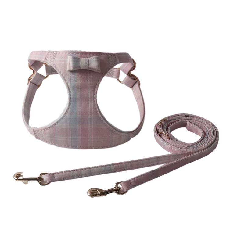Silver-Threaded Plaid Pet Harness