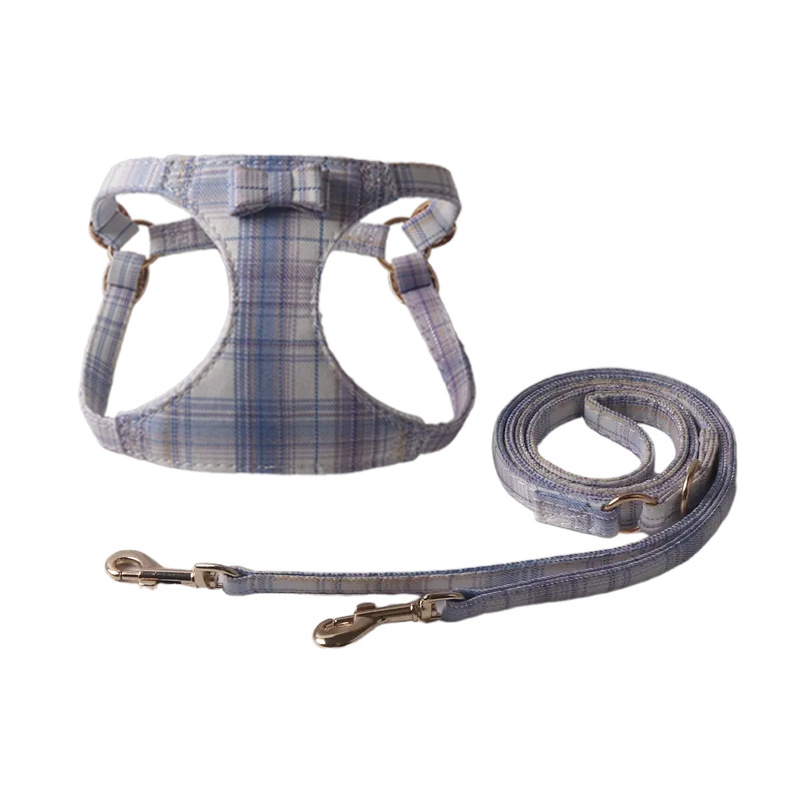 Silver-Threaded Plaid Pet Harness