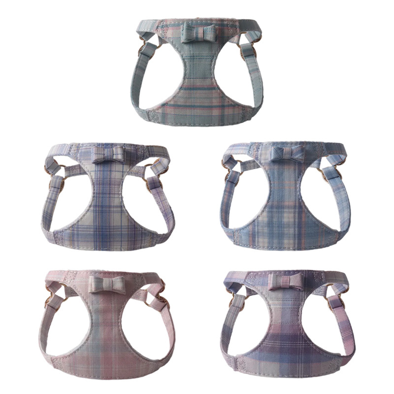 Silver-Threaded Plaid Pet Harness