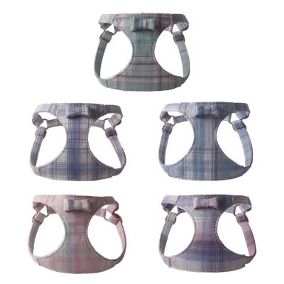 Silver-Threaded Plaid Pet Harness 01