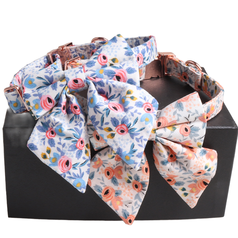 Floral Pet Collar Rose Gold
