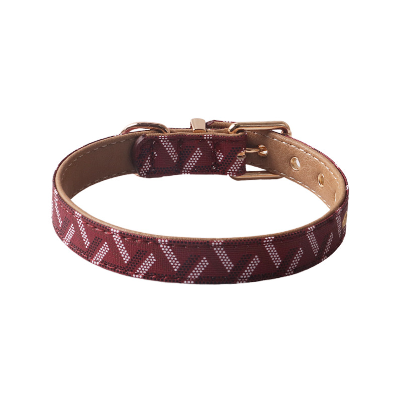 Geometric Pattern PU Dog Collar