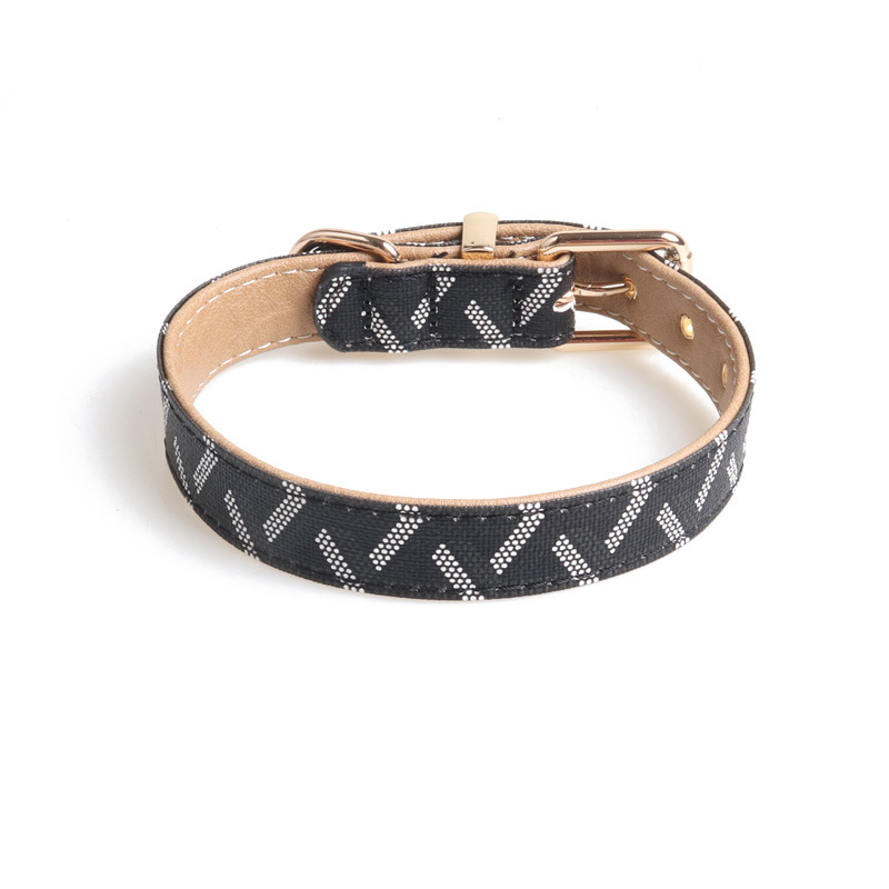 Geometric Pattern PU Dog Collar