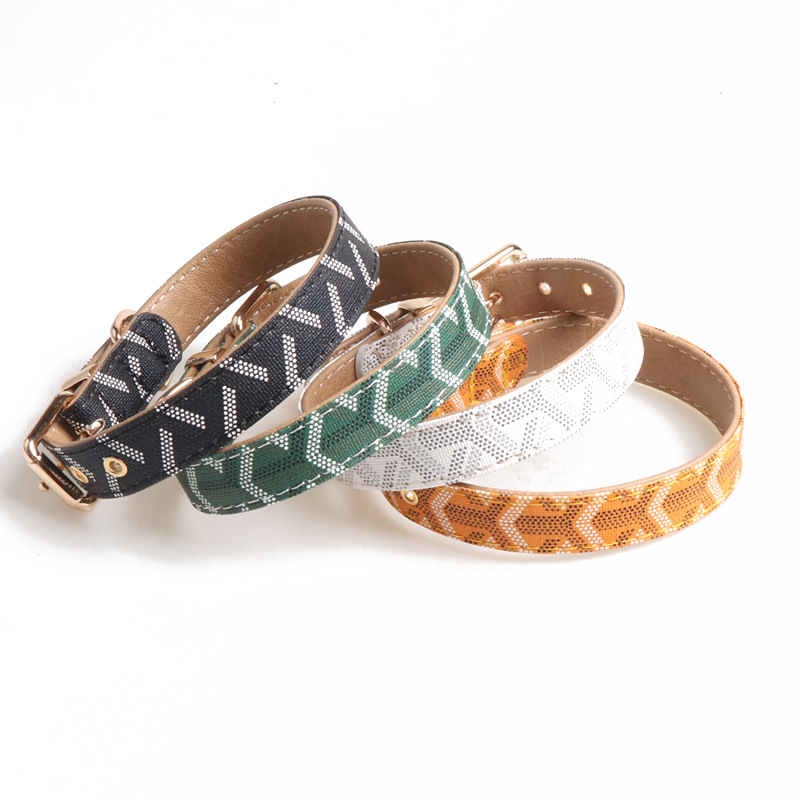 Geometric Pattern PU Dog Collar