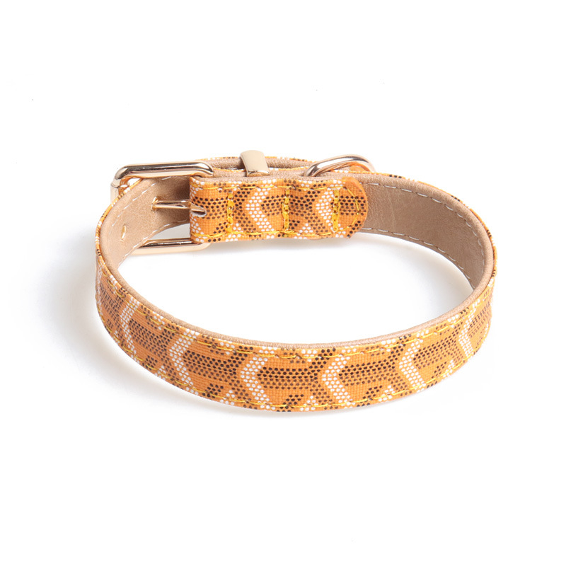 Geometric Pattern PU Dog Collar