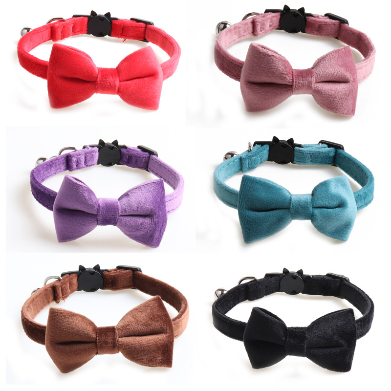 Velvet Cat Collar Bow Tie
