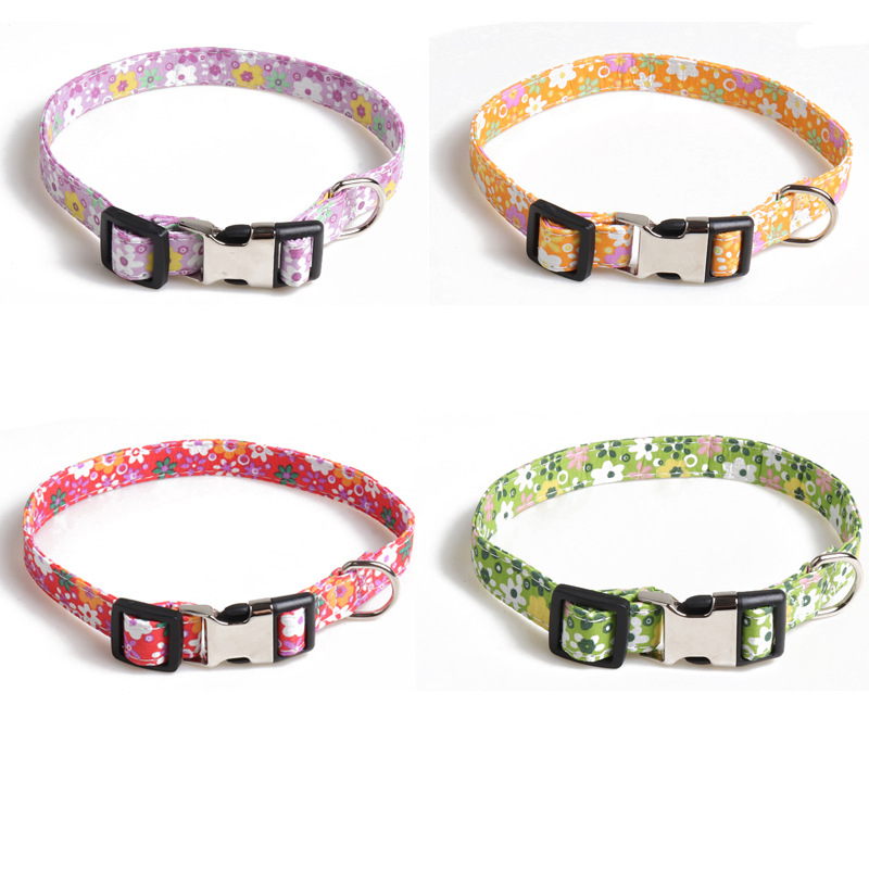 Floral Pet Collar Metal Ring