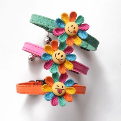 Floral Pet Collar Suede Set 02