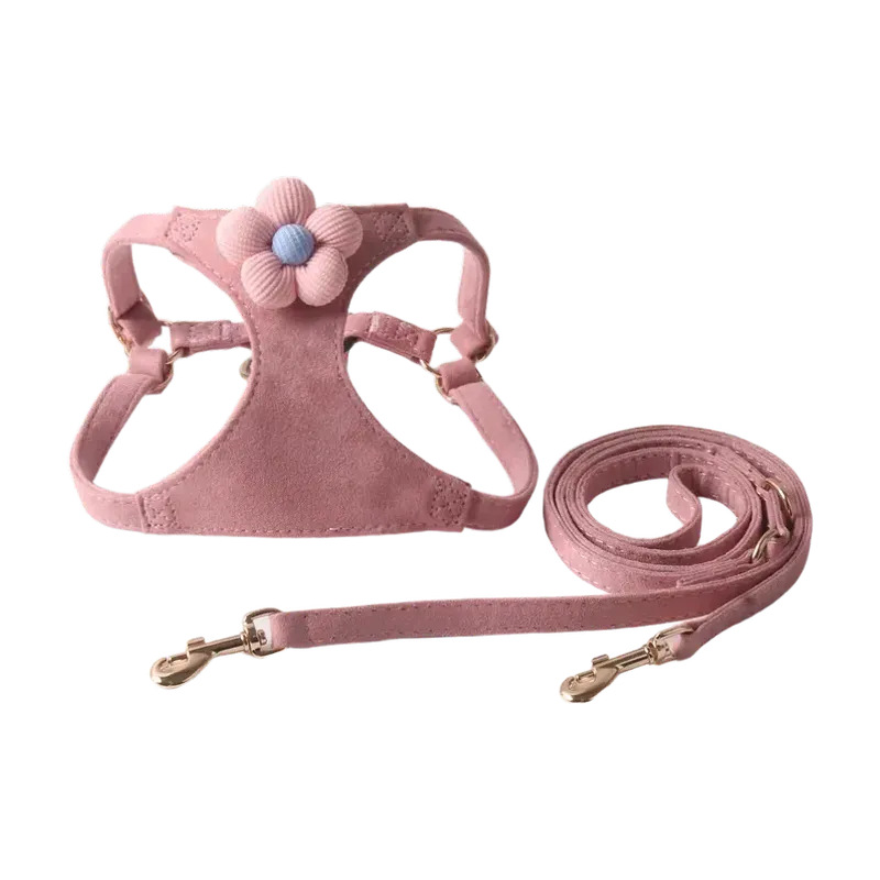 Floral Pet Harness Satin Set