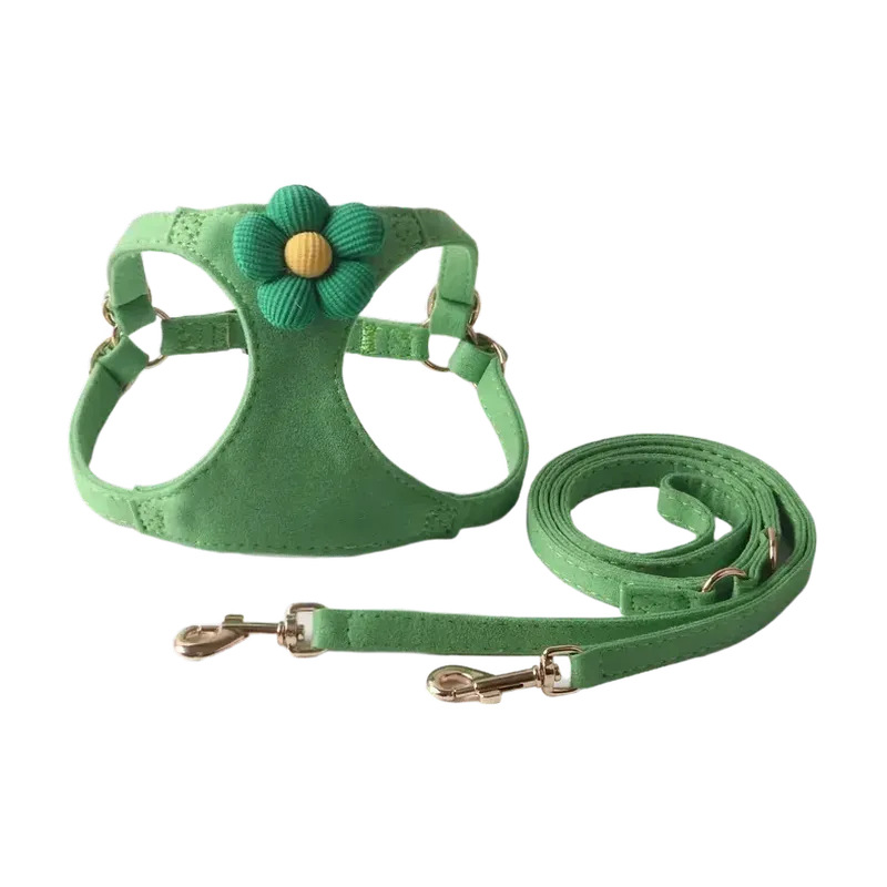 Floral Pet Harness Satin Set