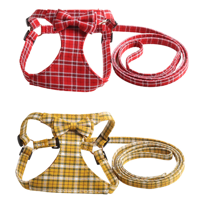 Plaid Pet Harness Bow Vest