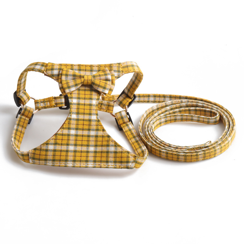 Plaid Pet Harness Bow Vest