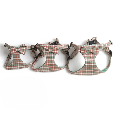 Plaid Pet Harness Bow Vest 02
