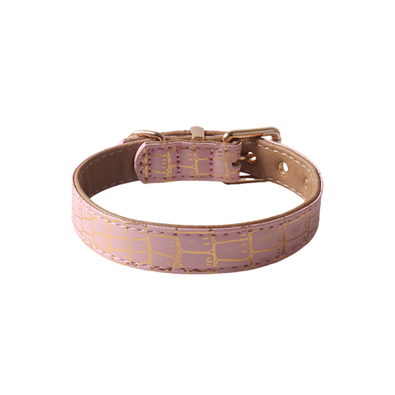 Gold Trim PU Leather Dog Collar