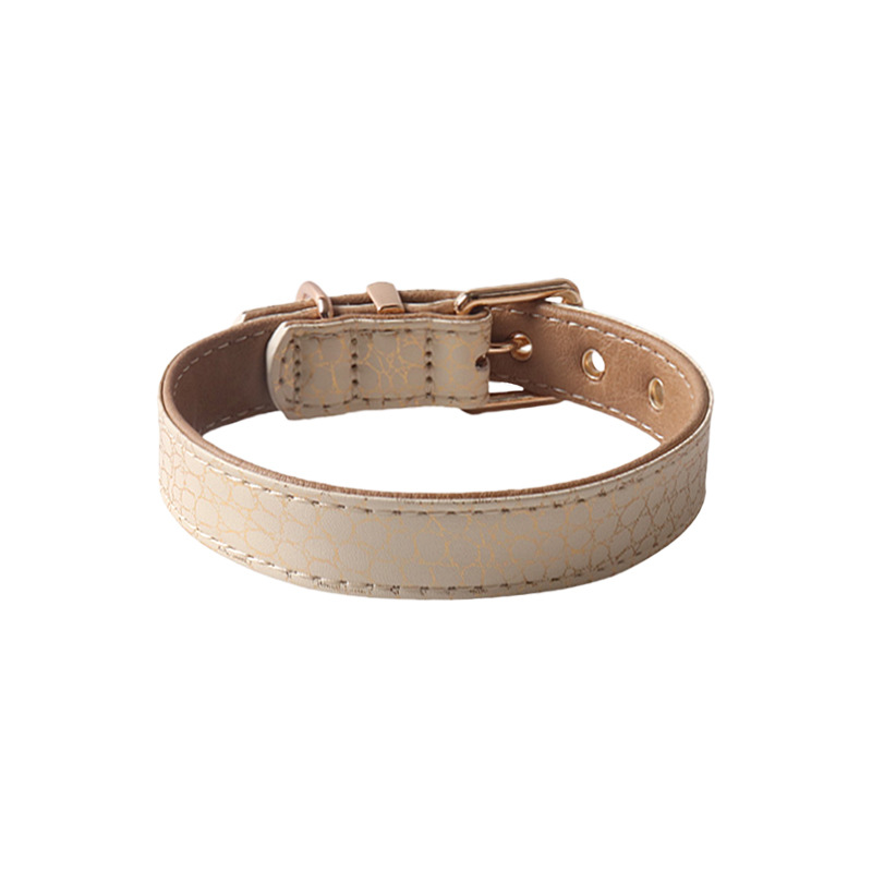 Gold Trim PU Leather Dog Collar