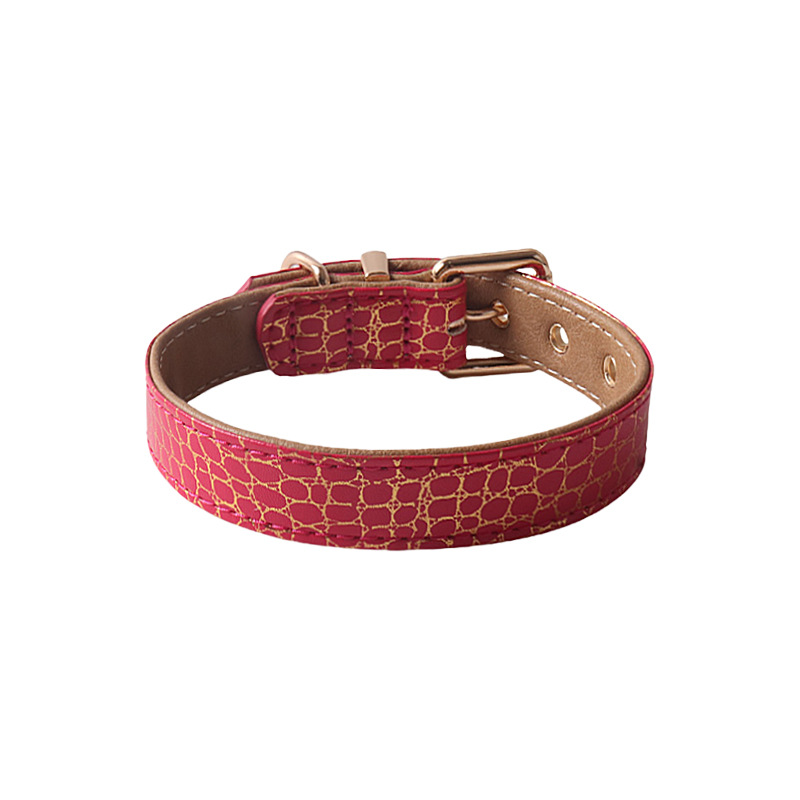 Gold Trim PU Leather Dog Collar