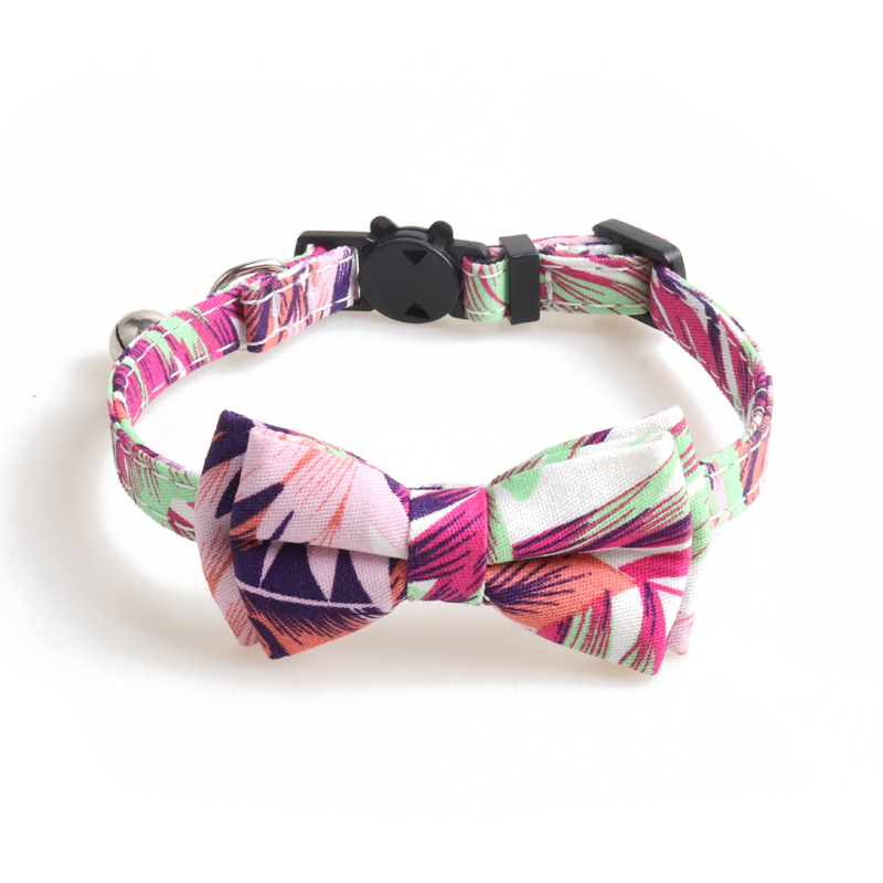 Leaf Print Pet Collar Bow