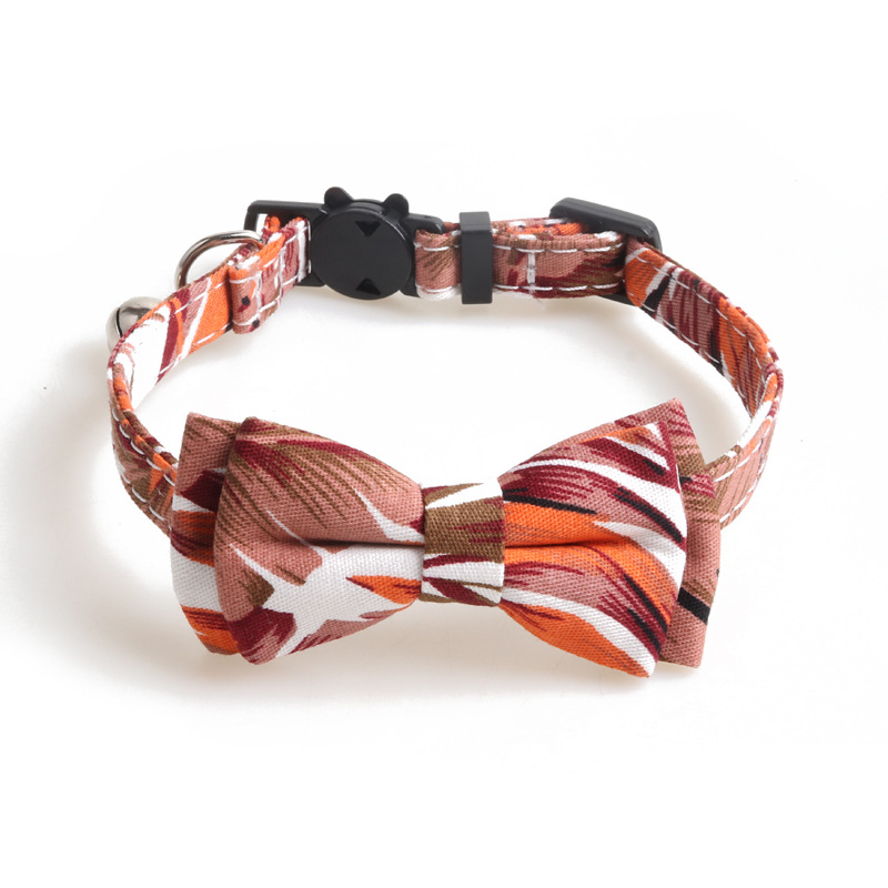 Leaf Print Pet Collar Bow