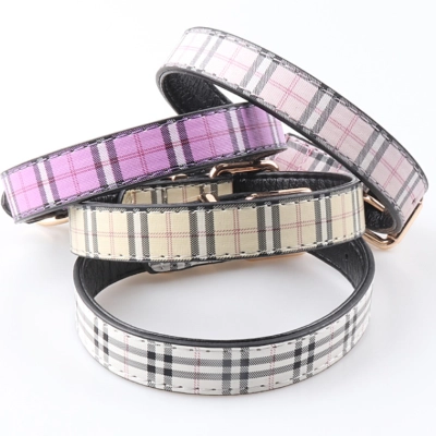 Plaid Pet Collar PU Set 01