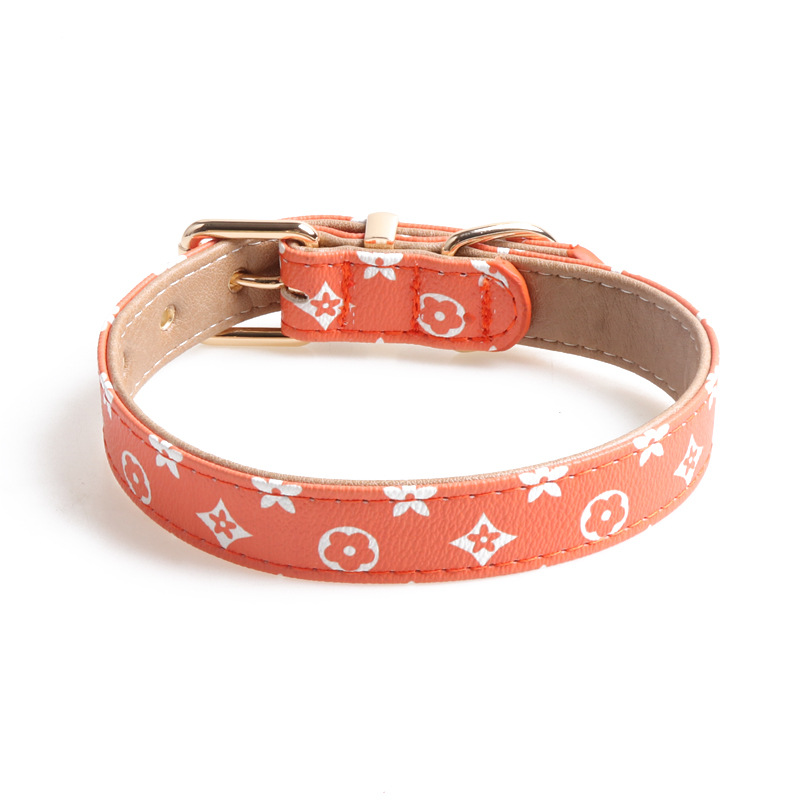Floral Pet Collar PU Set