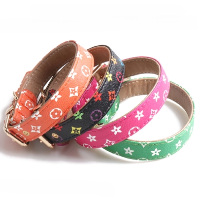 Floral Pet Collar PU Set 01