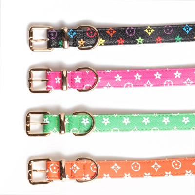 Floral Pet Collar PU Set 02