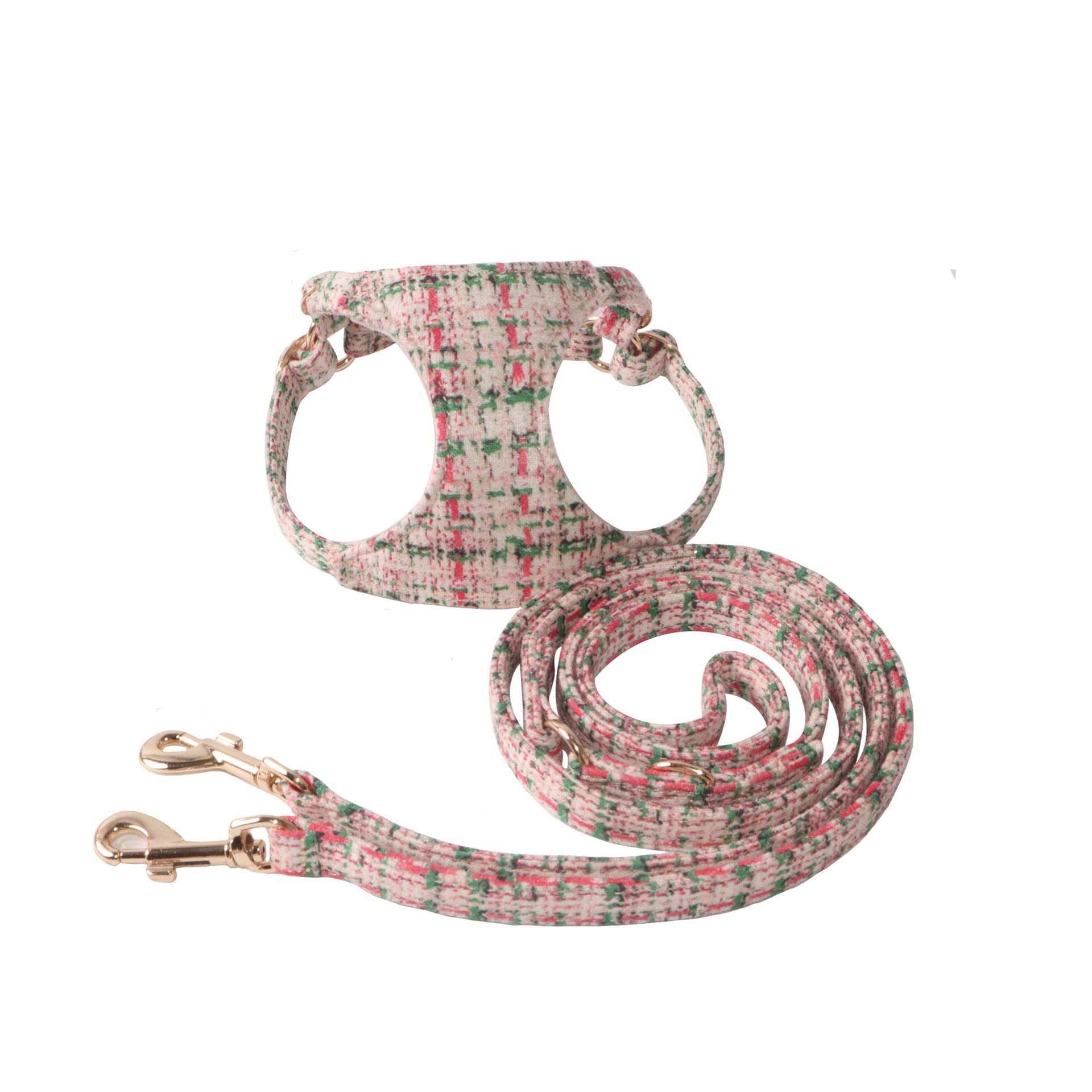 Plaid Pet Harness Suede Set