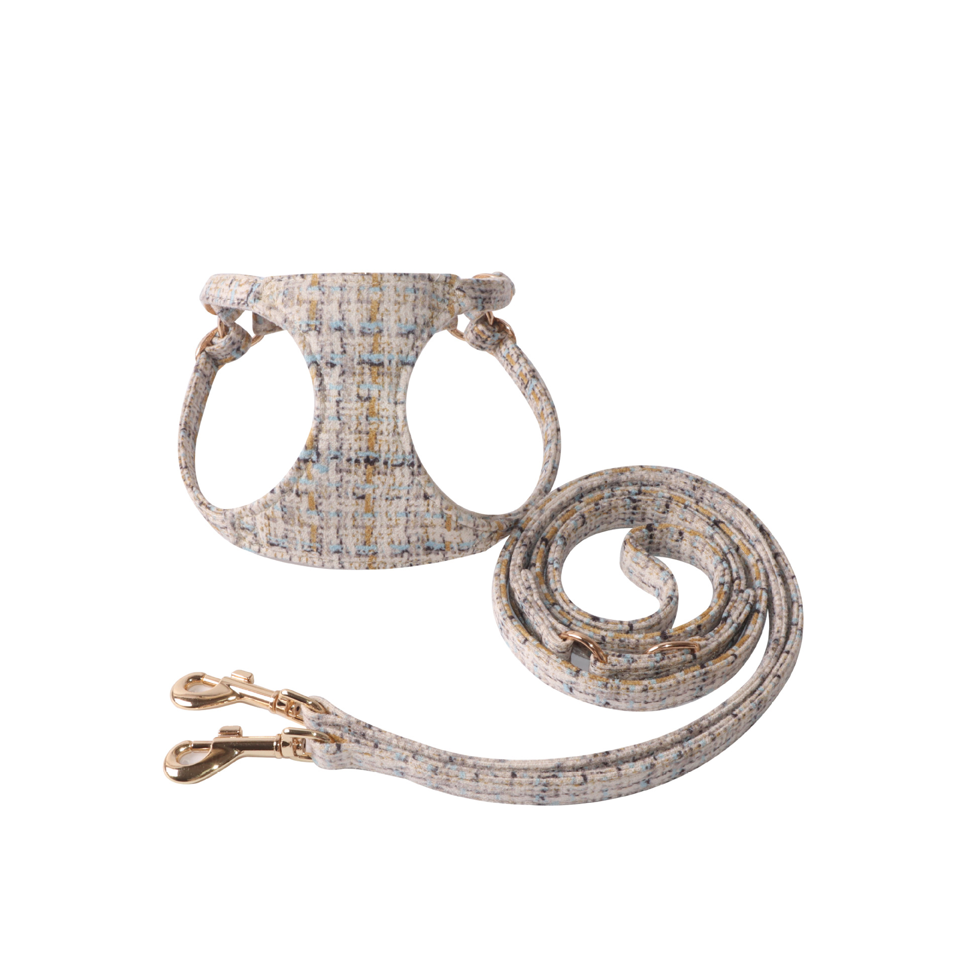 Plaid Pet Harness Suede Set