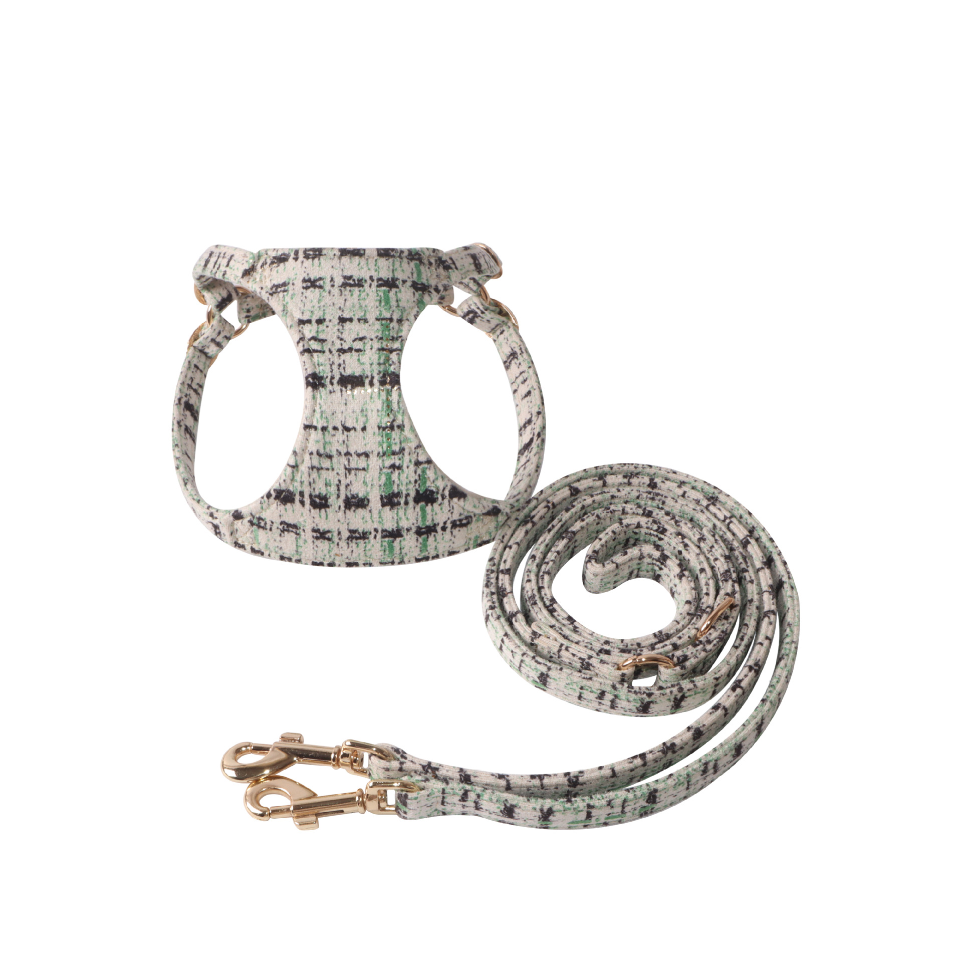 Plaid Pet Harness Suede Set
