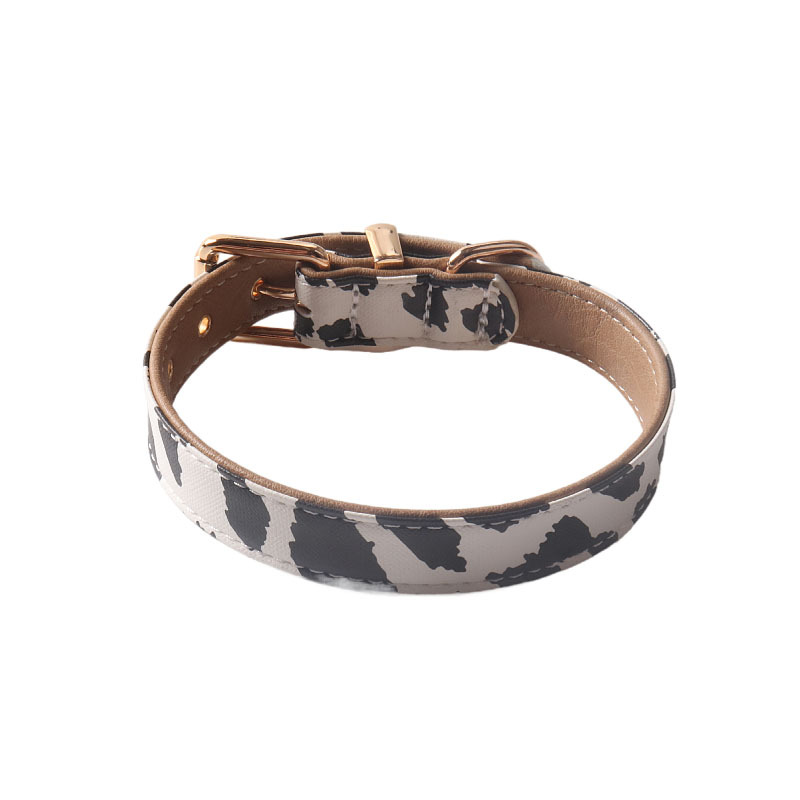 Cow Print PU Pet Collar Set