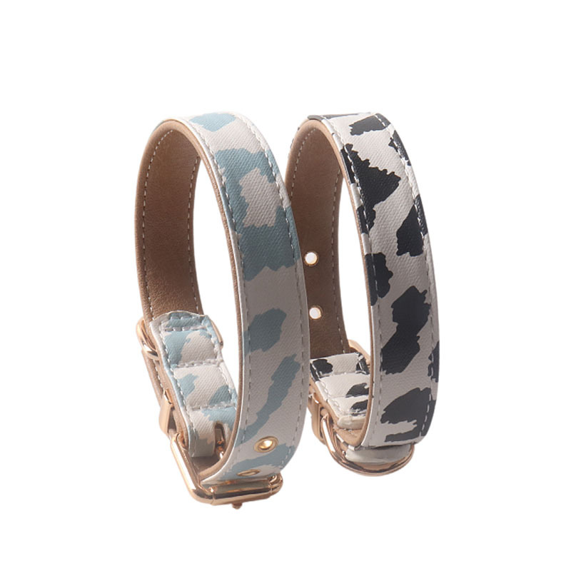 Cow Print PU Pet Collar Set
