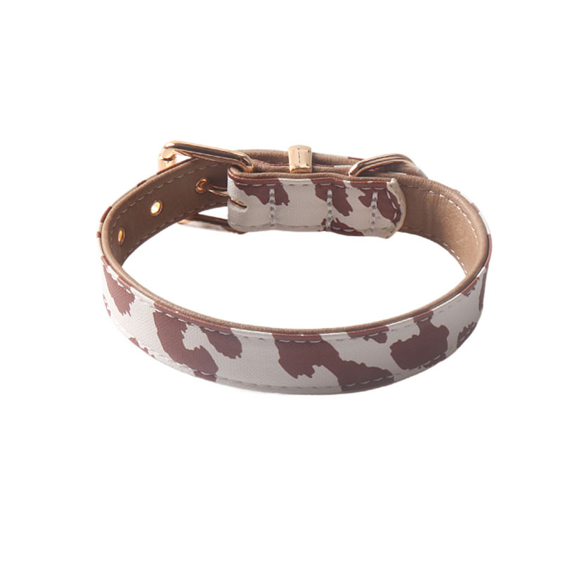 Cow Print PU Pet Collar Set