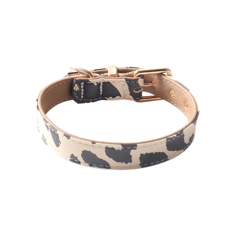 Cow Print PU Pet Collar Set