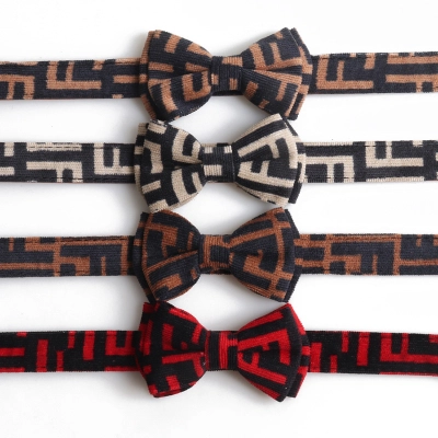 Corduroy PU Pet Collar Bow Tie Set 02