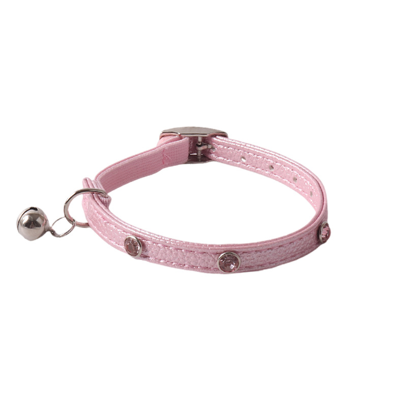 Rhinestone Pet Collar PU Set