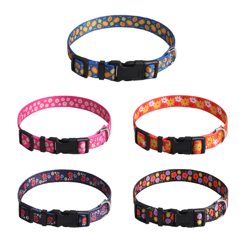 Floral Pattern Pet Collar Set Plastic Buckle