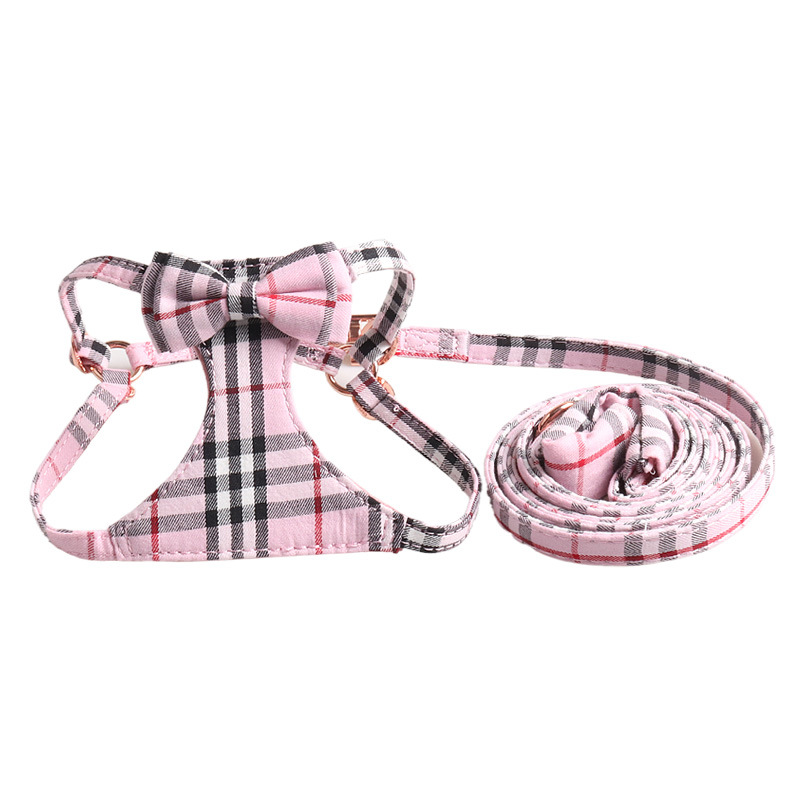 Plaid Pet Harness Leash Set