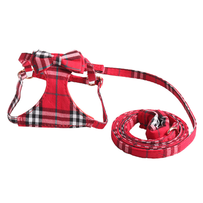 Plaid Pet Harness Leash Set