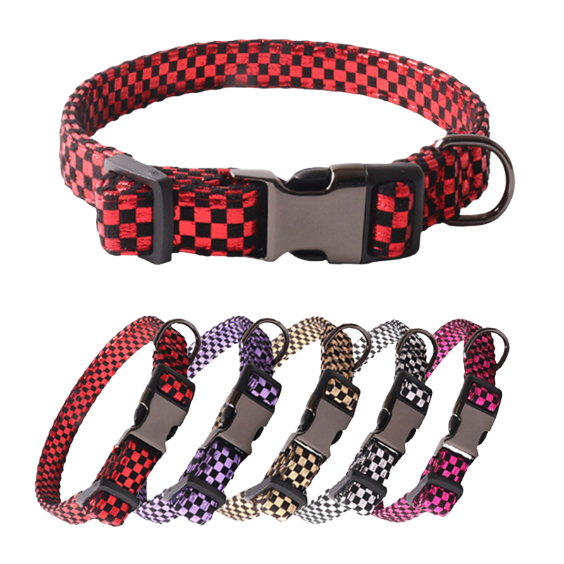 Laser Checkerboard Pet Collar Set