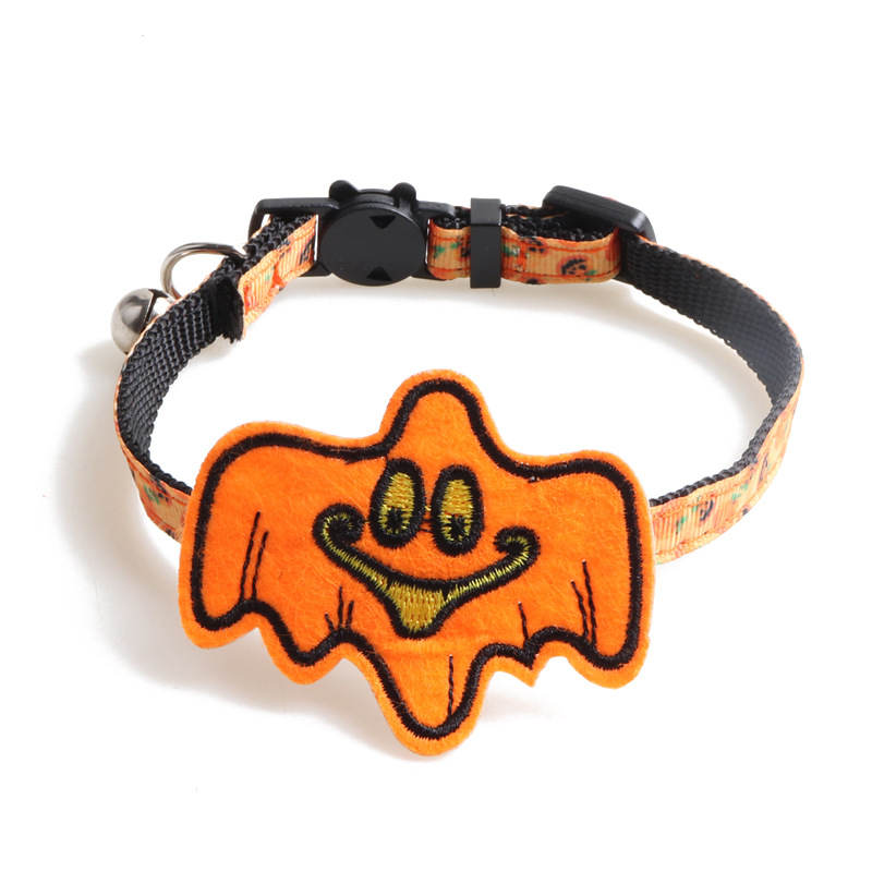Halloween Cat Collar Set Pumpkin Ghost Decor