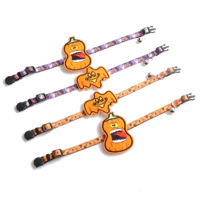 Halloween Cat Collar Set Pumpkin Ghost Decor 02