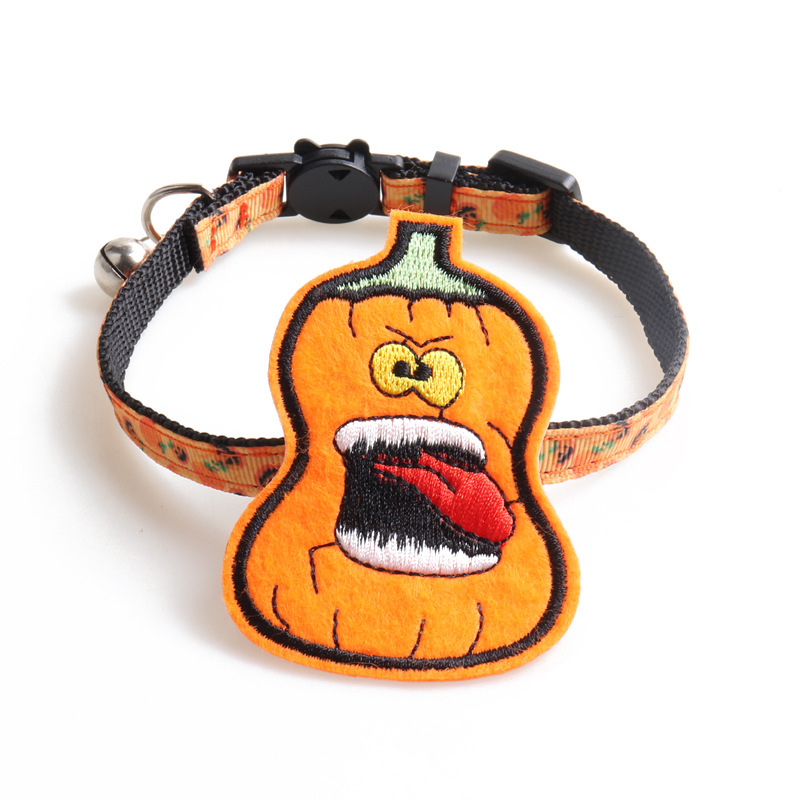 Halloween Cat Collar Set Pumpkin Ghost Decor