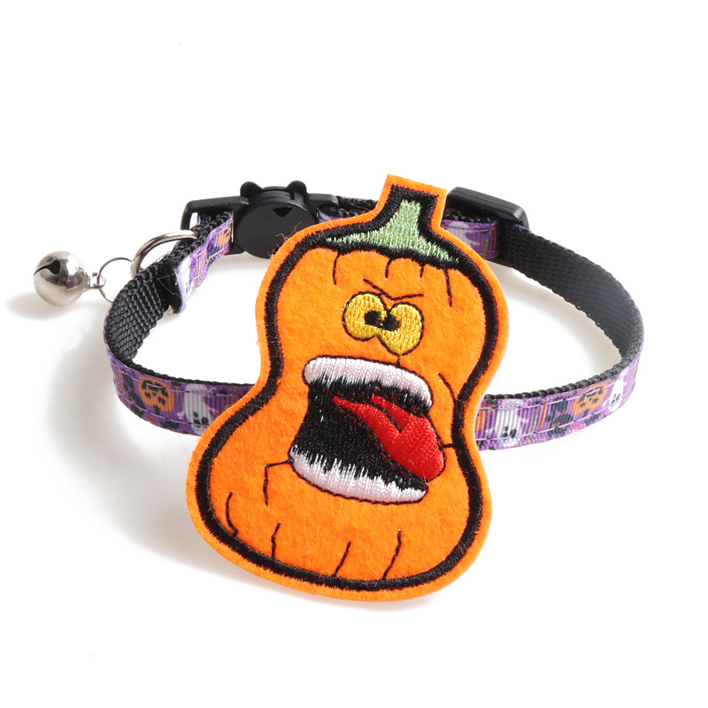 Halloween Cat Collar Set Pumpkin Ghost Decor