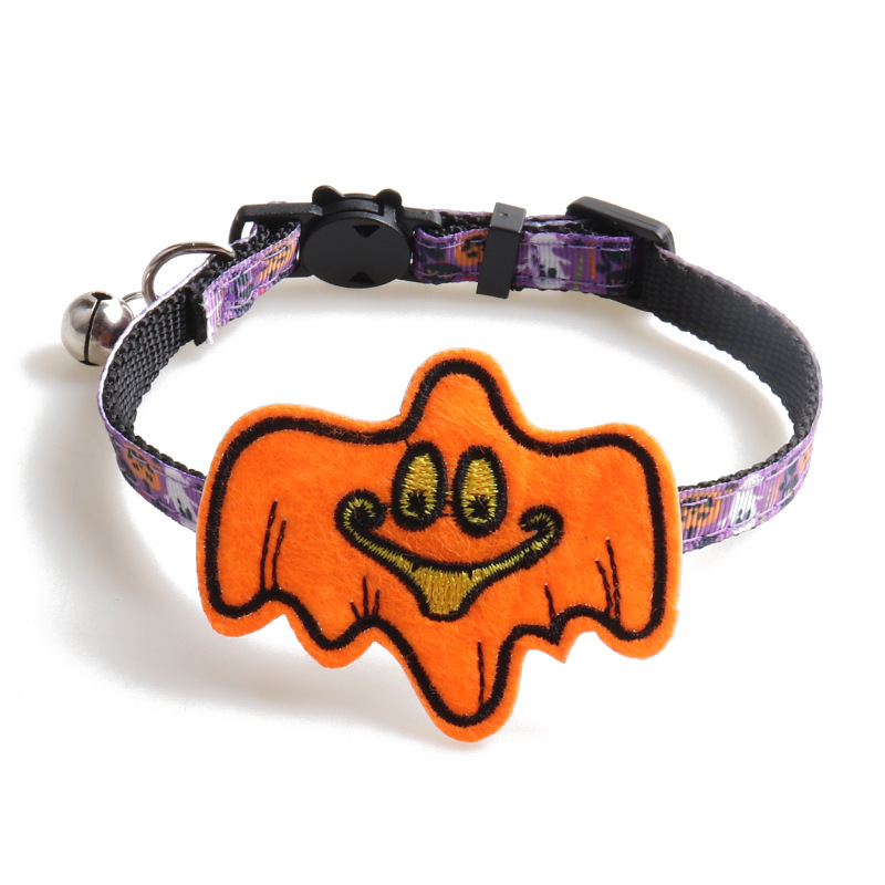 Halloween Cat Collar Set Pumpkin Ghost Decor