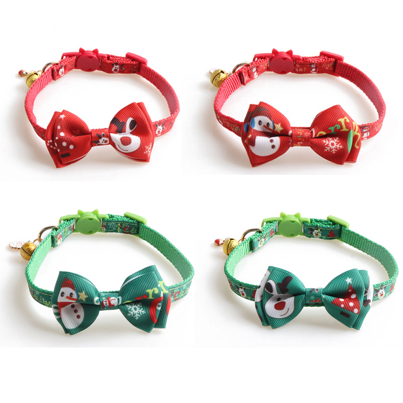 Christmas Pet Collar Set Deer Snowman Pattern
