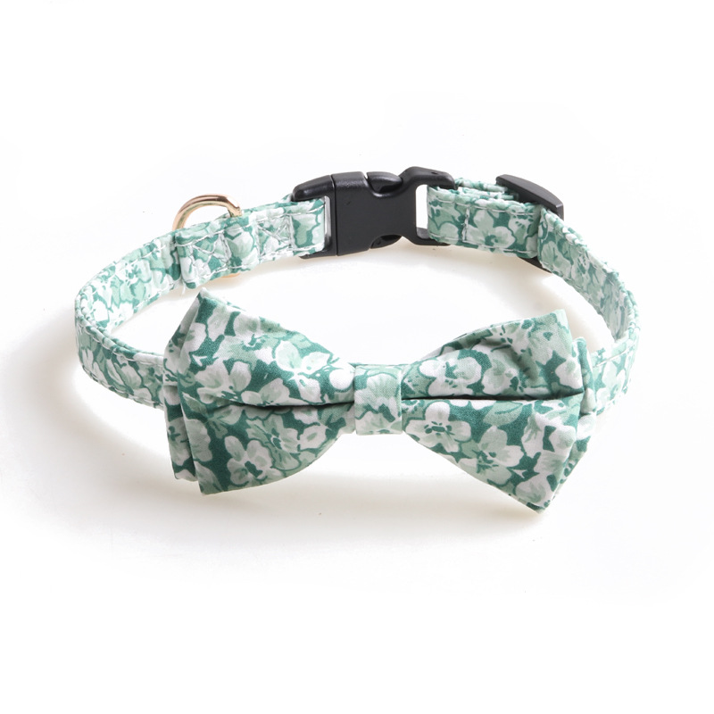 Cotton Floral Pet Collar Bow Tie Set